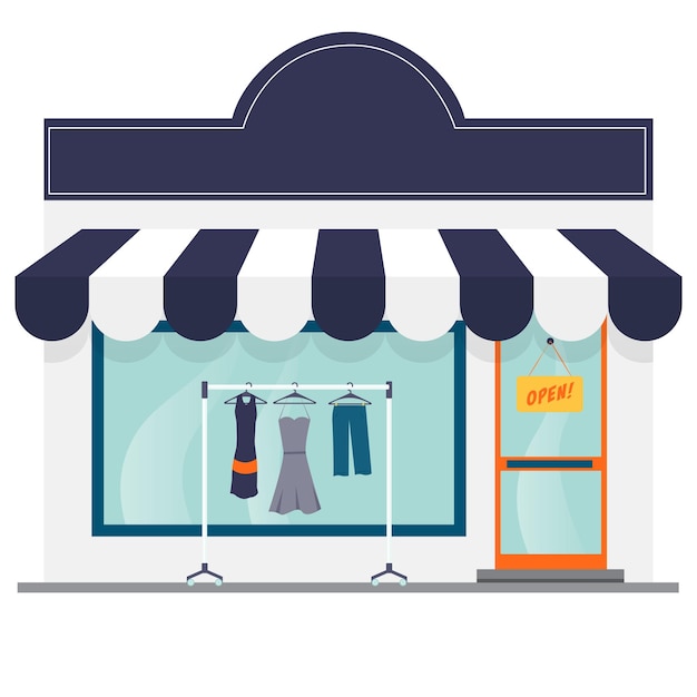 Clothing retail storefront vector illustration isolated graphic