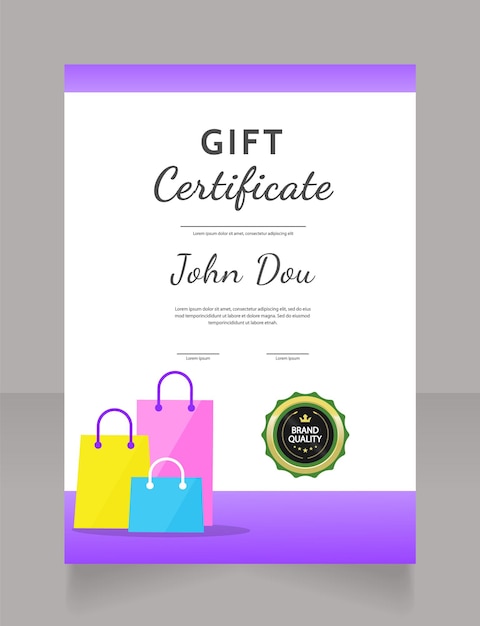 Clothing and shoes gift certificate design template