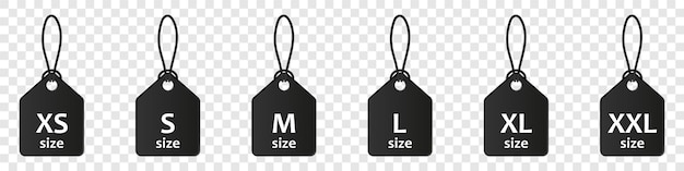 Vector clothing size labels the range of clothing size xs s m l xl sizes vector set