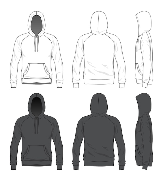 Clothing templates of men's raglan hoodie