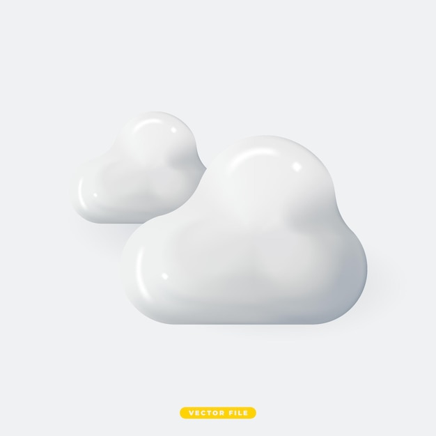 Cloud 3D Realistic Weather Icon Isolated Vector Illustration Realistic 3D icon design for mobile app and website