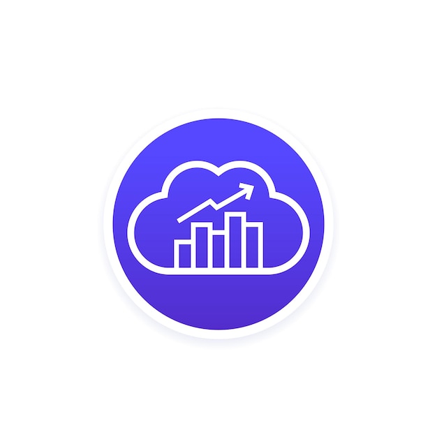 Cloud analytics icon with a graph vector