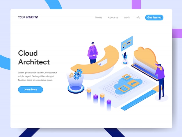 Cloud Architect Isometric Illustration for website page