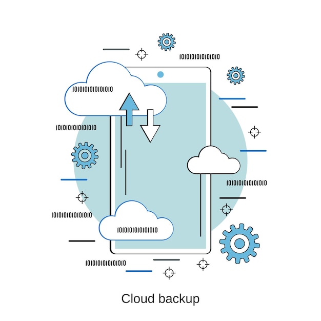 Cloud backup flat design style vector concept illustration