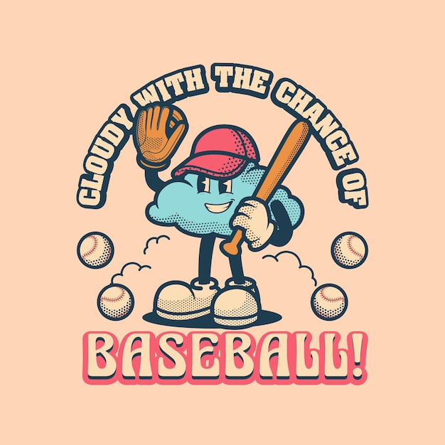 Cloud Baseball Logo Vintage and Retro