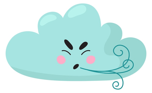 Cloud blowing wind Funny cartoon weather character