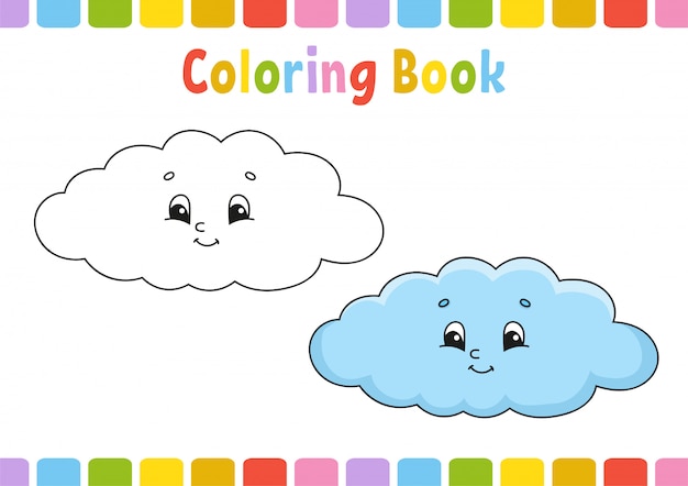 Cloud. Coloring book for kids. Cheerful character. .