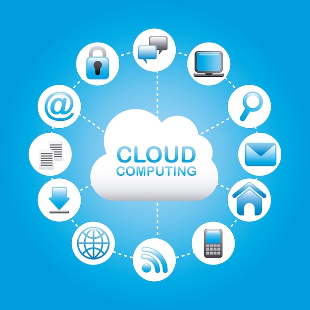 cloud computing over blue background vector illustration