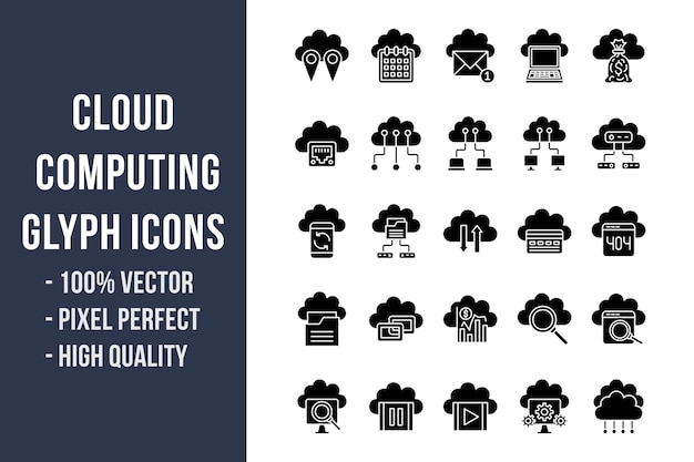 Cloud Computing Glyph Icons