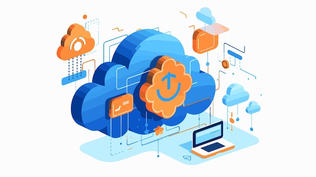 Cloud Computing Link Vector Illustration