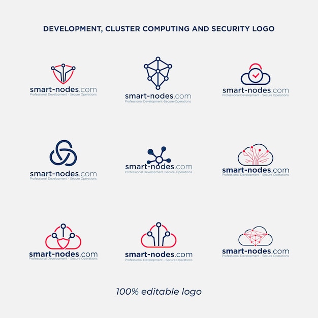 Cloud computing and network security logo bundle