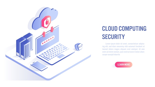 Cloud Computing Security Concept. Call to action or web banner template