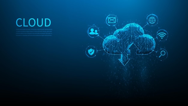 Cloud computing security technology background. business network data storage online.