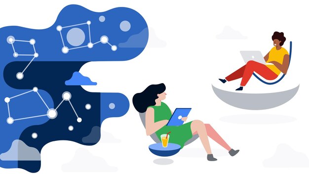 Cloud Computing women connect other women on cloud