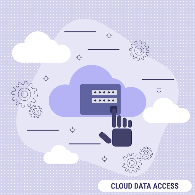 Cloud data access flat design style vector concept illustration