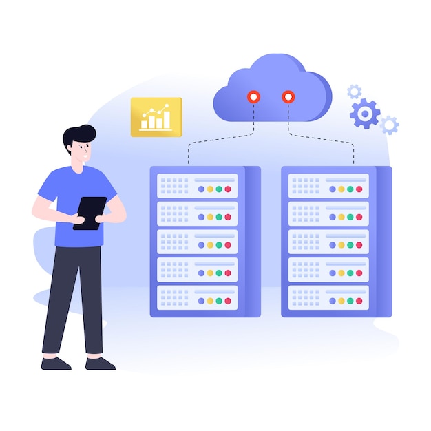 A cloud data center flat illustration vector download