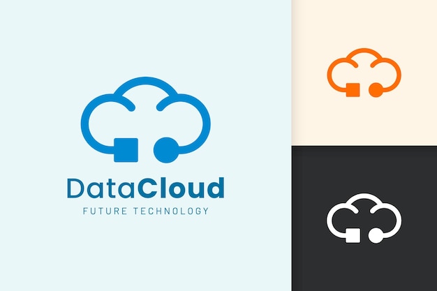 Cloud or Data Logo in modern style with blue color