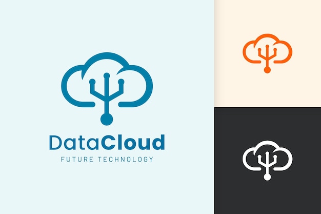 Cloud or Data Logo in modern style with blue color