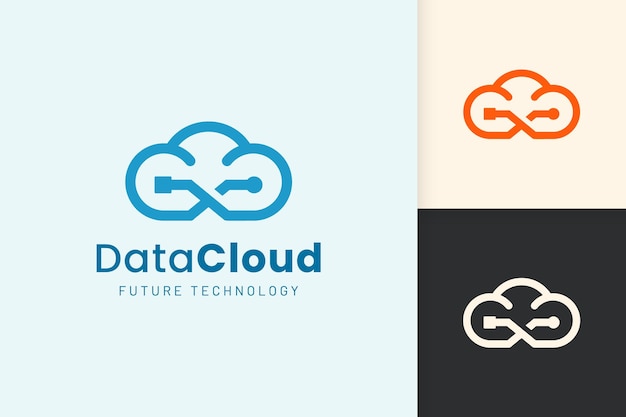 Cloud or Data Logo in modern style with blue color