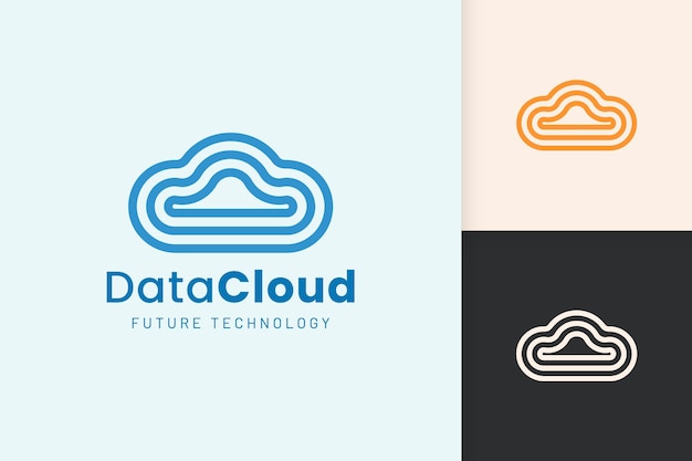 Cloud or Data Logo in modern style with blue color