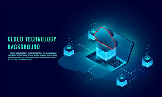 Cloud data storage 3d isometric infographic web template Cloud technology concept