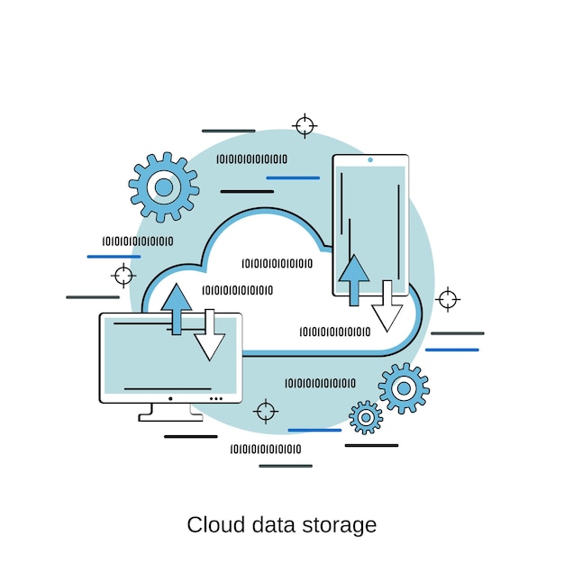 Cloud data storage flat design style vector concept illustration