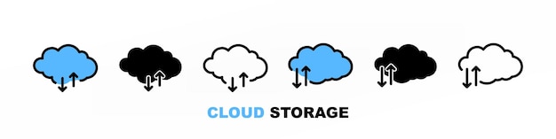 Cloud data storage icon set illustration