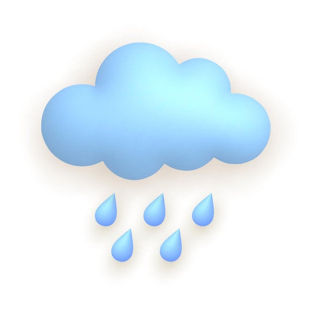 Cloud and drops Cute weather realistic icon 3d cartoon