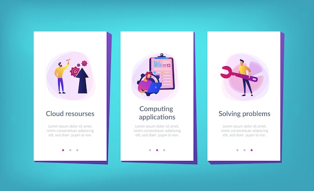 Vector cloud engineering app interface template.