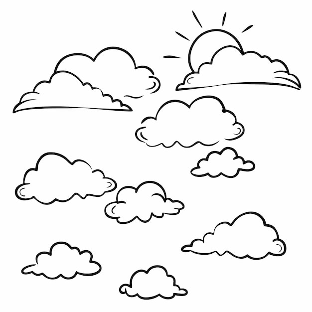 Cloud flat design black outline on a white background