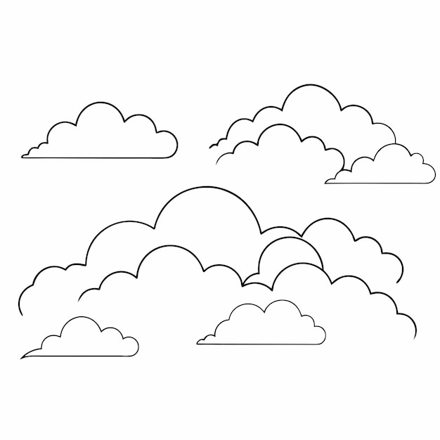 Cloud flat design black outline on a white background