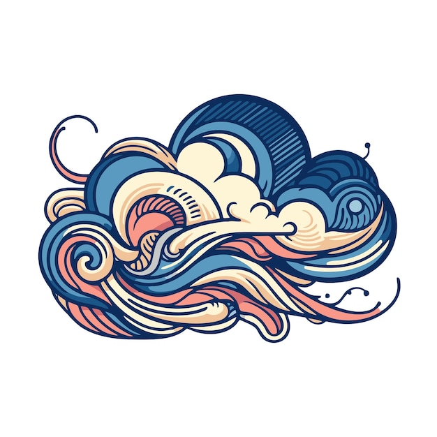 cloud flat vector design in art nouveau style