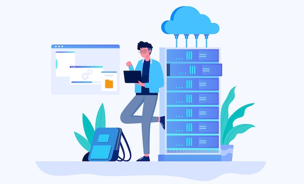 Cloud hosting data transmission illustration concept