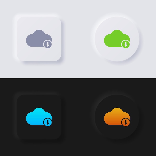 Cloud icon with Arrow symbol Multicolor neumorphism button soft UI Design for Web design Application UI and more Icon set Button Vector