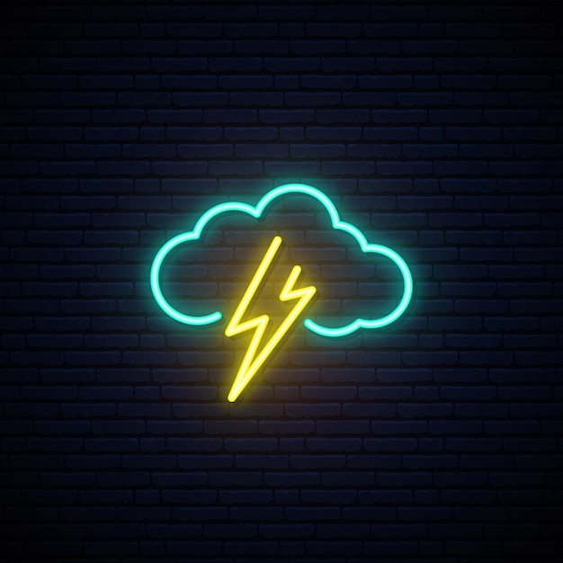 Cloud and lightning neon sign.