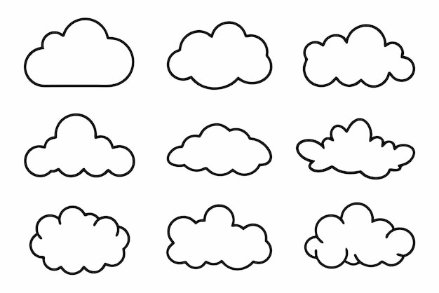 Vector cloud line art artistic cloudscape illustration