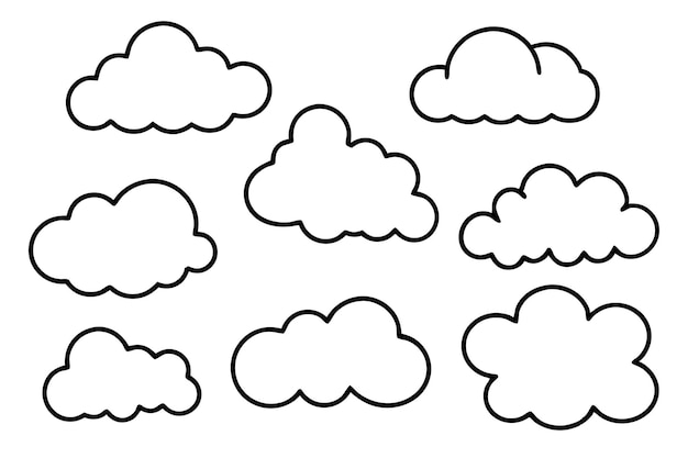 Vector cloud line art clean and crisp linework illustration