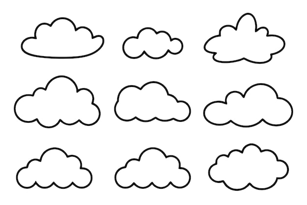 Vector cloud line art detailed hand drawn cloud illustration drawing