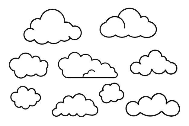 Vector cloud line art nature inspired artistic cloud drawing