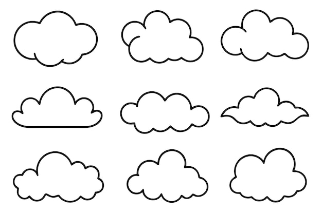 Vector cloud line art stylish linework for atmospheric art projects