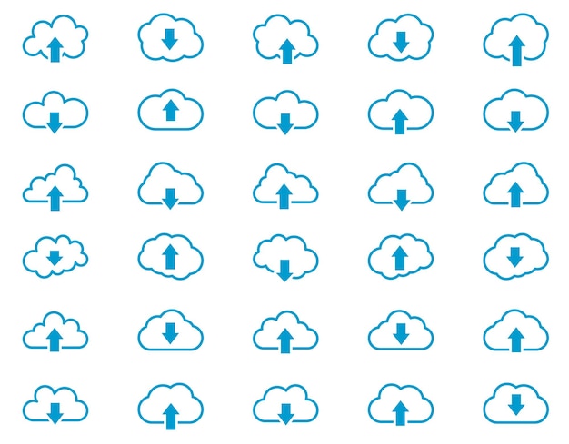 Cloud line icons Set outline vector illustration linear pictogram