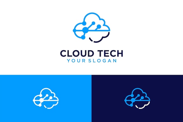 cloud logo design with technology and line art