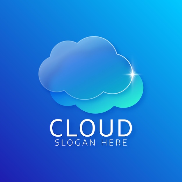 Cloud logo glass morphism vector illustration