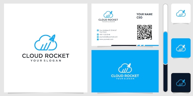 cloud logo with business card design vector premium