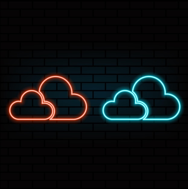 Vector cloud neon icon simple thin line outline vector of web icons for ui and ux website or mobile application5