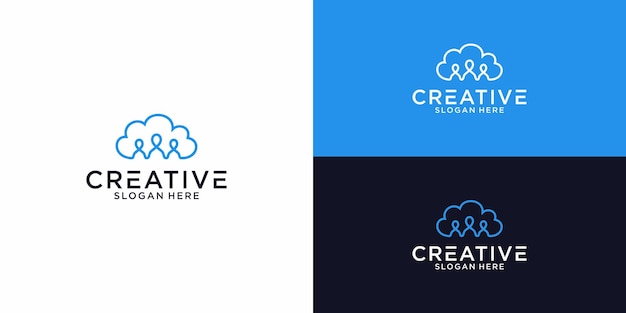 cloud people logo graphic design for other use is perfect