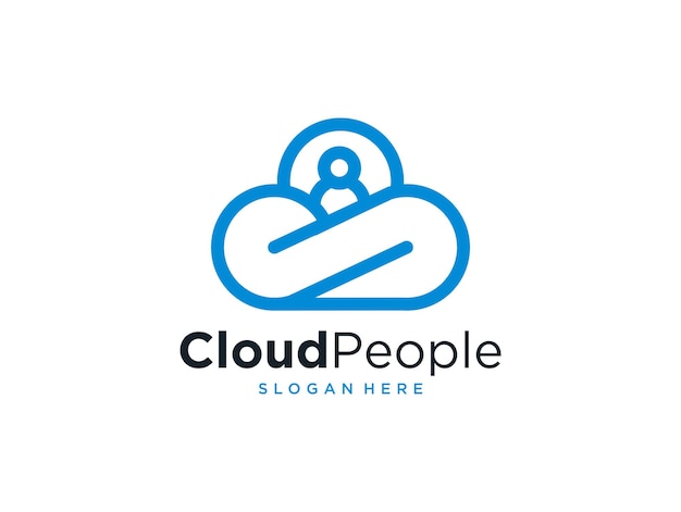 Cloud people with letter S logo design