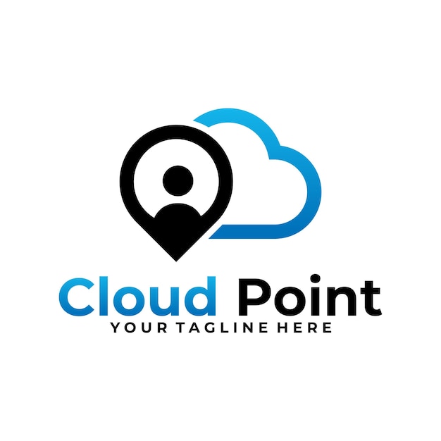 Cloud pin logo design vector template