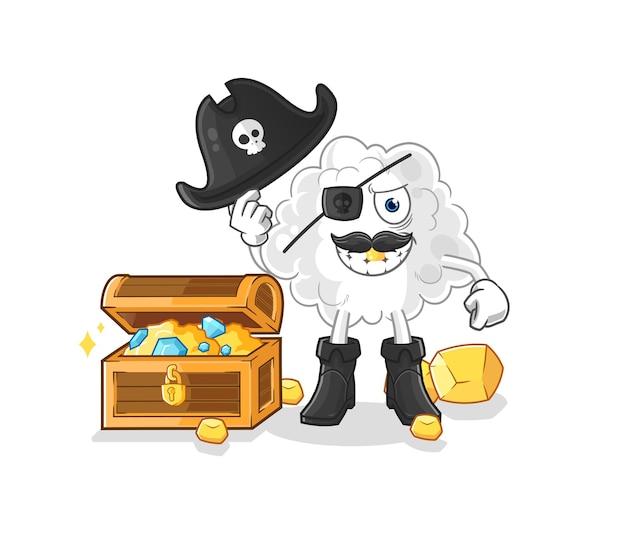 Cloud pirate with treasure mascot cartoon vector