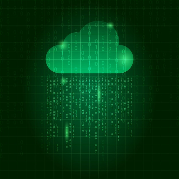 Cloud rain data transfer green background